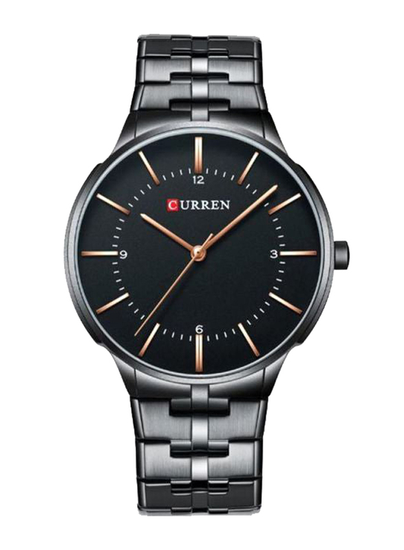 Curren Analog Watch for Men with Stainless Steel Band, Water Resistant, 8321, Black