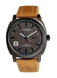 Curren Analog Watch for Men with Leather Band, Water Resistant, 8139, Brown
