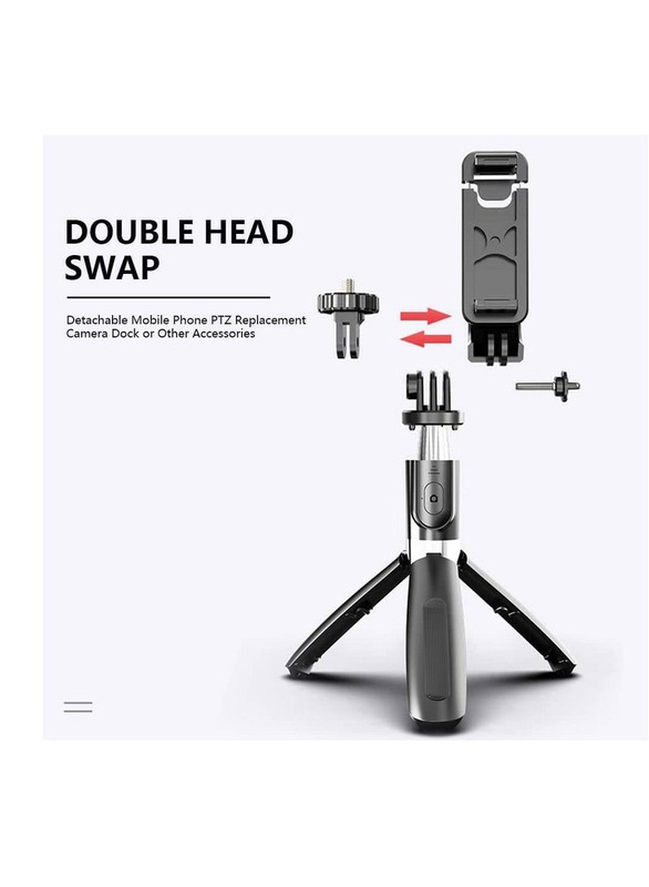 Portable 40 Inch Aluminum Alloy Phone Tripod with Wireless Remote Shutter for iOS & Android, Silver/Black