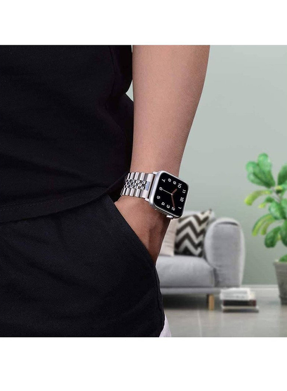 Replacement Stainless Steel Magnetic Metal Strap for Apple Series 8/7/6/5/4/SE 45mm 44mm 42mm/ Ultra Watch 49mm, Silver