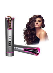 Rabos Cordless Automatic Hair Portable Rotating Curling Wand with LCD Display and Timer, Black