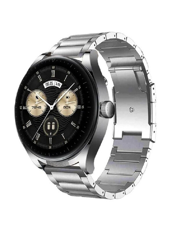 

Perfii Stainless Steel Replacement Strap for Huawei Watch Buds, Silver