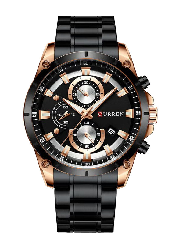 

Curren Analog + Digital Wrist Watch for Men with Stainless Steel Band, Water Resistant, 4064RB-KM, Black