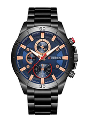 Curren Analog Watch for Men with Alloy Band, Water Resistant and Chronograph, 8274, Black-Blue