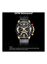 Curren Analog Watch for Men with Leather Band, Water Resistant and Chronograph, J313B, Black/Black
