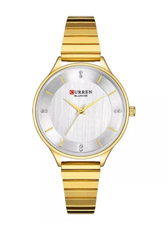 

Curren 9041 Luxury Analog Quartz Watch for Women with Stainless Steel Band, Water Resistant, Gold-White