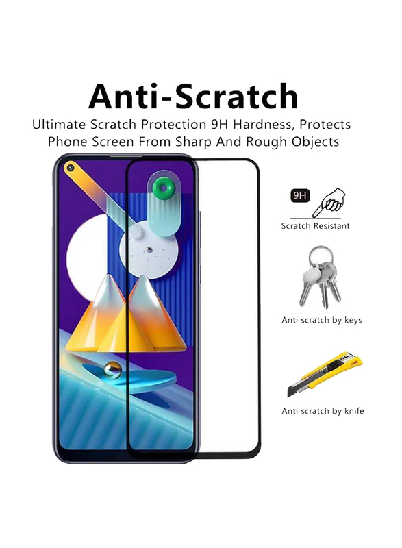 2-Piece Samsung Galaxy M11 5D Glass Screen Protector, Clear/Black