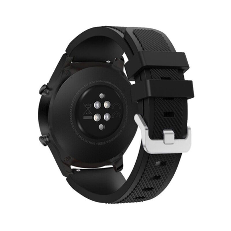 22mm Replacement Silicone Watch Strap Wristband with Buckle Stripe Surface for Huawei GT 2 46mm & Magic 2 46mm Watch, Black