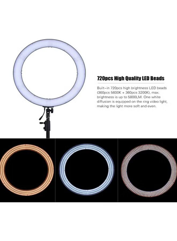 Andoer LED Bi-Colour Digital Ring Video Light, Black/White