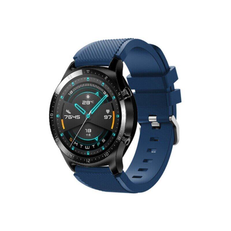 

Generic 22mm Replacement Silicone Watch Strap Wristband with Buckle Stripe Surface for Huawei GT 2 46mm & Magic 2 46mm Watch, Blue