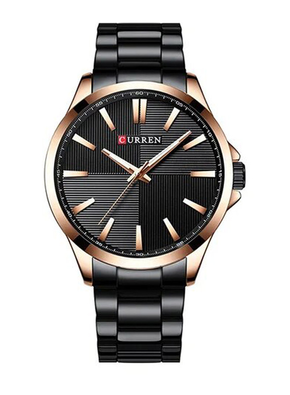 Curren Analog Watch for Men with Stainless Steel Band, Water Resistant, 8322, Black/Black