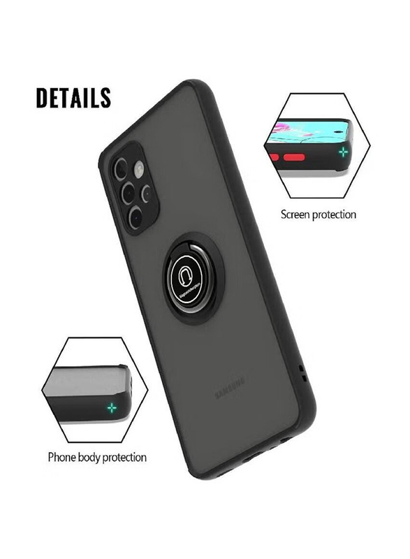 Samsung Galaxy A52 5G Matte Back Mobile Phone Case Cover with 360 rotational Car Mount Magnetic Ring Holder, Black