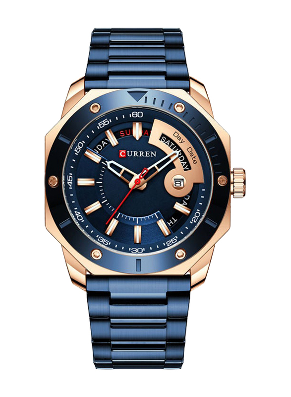 Curren Analog Watch for Men with Stainless Steel Band, Water Resistant, J-4630-4, Blue