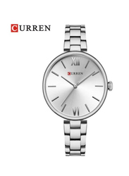 Curren Analog Watch for Women with Metal Band, 9017, Silver