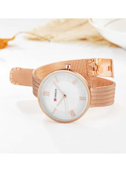 Curren Analog Watch for Women with Metal Band, C9020, Gold-White