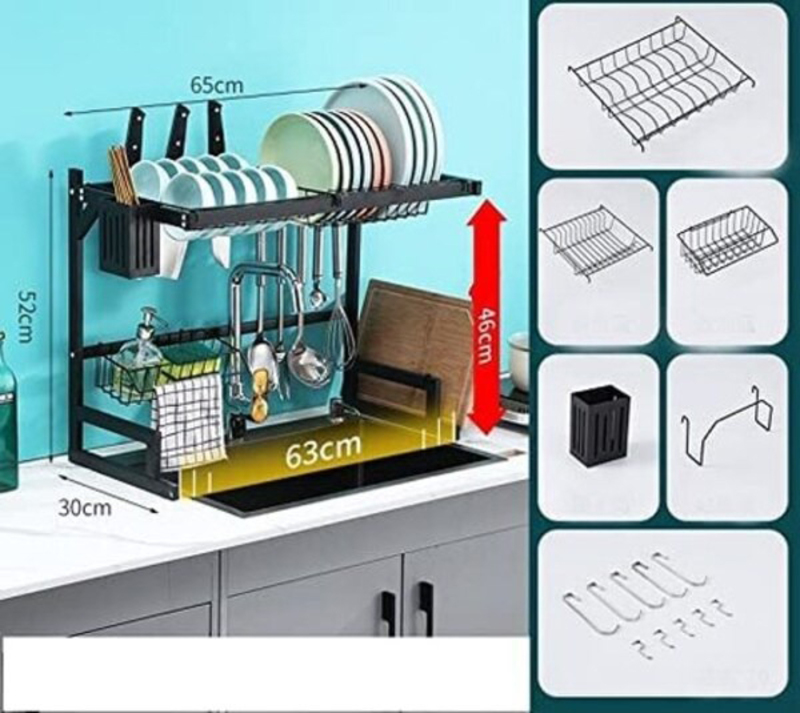 Eesyy 2-Tier Large Capacity Dish Drying Rack, Multicolour