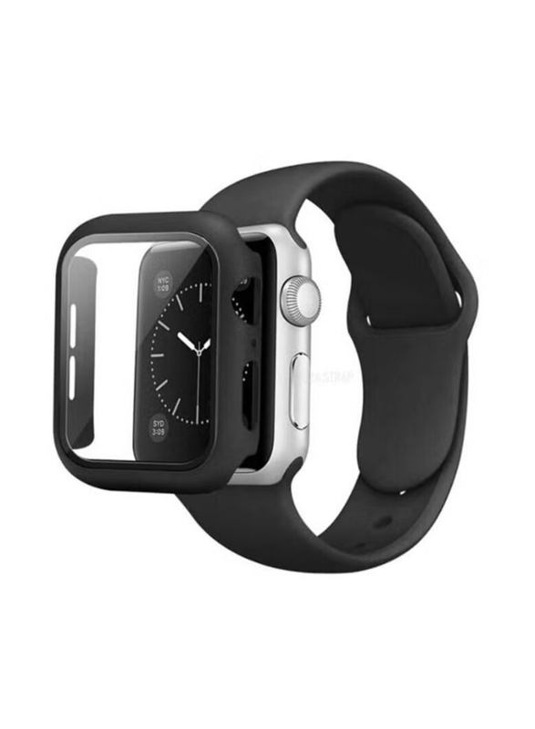 Silicone Smart Watch Band Set with Case for Apple Watch 41mm, Black