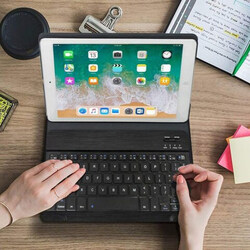 Ntech Magnetically Detachable Bluetooth English Keyboard with Slim Shell Cover for iPad 9.7" (2018)/iPad Air 1/Air 2/iPad (6th/5th Gen), Black