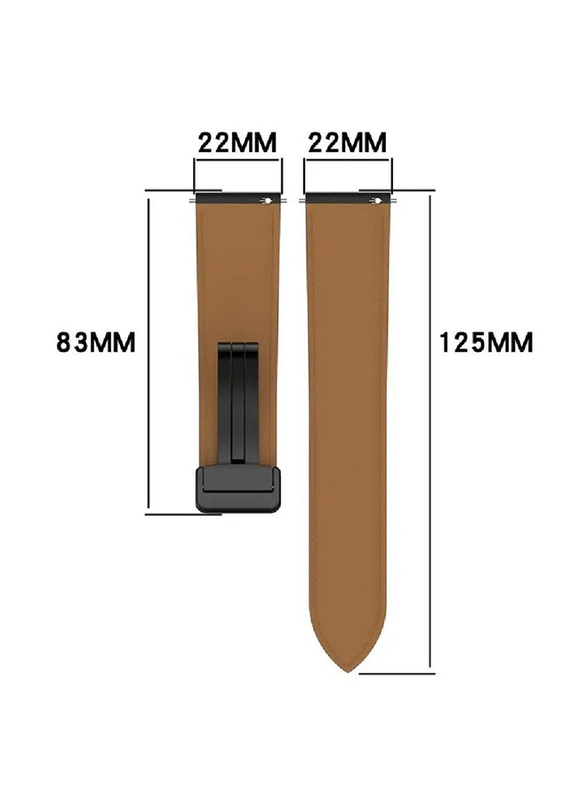 Perfii Genuine Cow Leather Watch Strap 22mm Folding Buckle Wristband for Samsung Gear S3 Frontier/Gear S3 Classic/Gear2 R380/Gear2 Neo R381, Brown