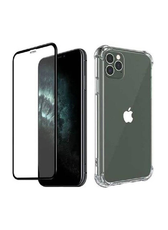 

Generic Apple iPhone 12 Pro Max 6.5-inch Shockproof Bumper Mobile Phone Case Cover and Tempered Glass Screen Protector, Clear
