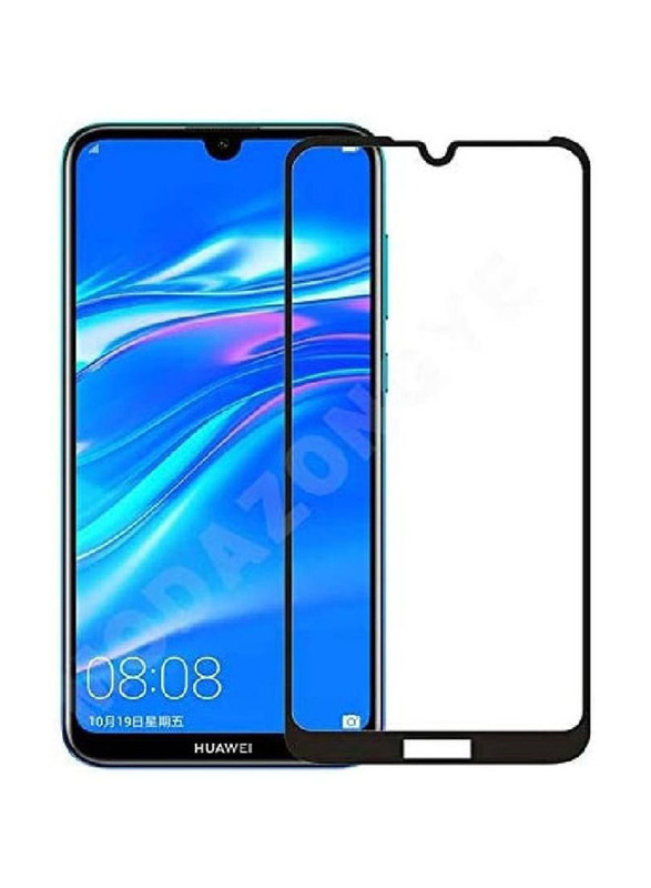 Huawei Y7 2019 Anti Scratch Tempered Glass Full Screen Protector, Clear/Black