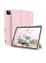 GENNEXT iPad Pro (6th/5th Generation) 2022/2021 12.9" Protective Trifold Stand Tablet Flip Case Cover with Auto Sleep/Wake Flexible Back, Pink