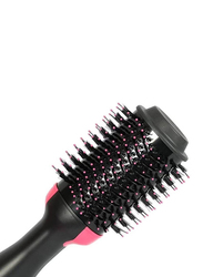XiuWoo Hot Air Brush 3 in 1 Straightening Brush Volumizer & Hair Dryer-Premium, Black/Pink