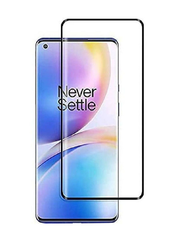 OnePlus 8 3D Round Edge Tempered Glass Screen Protector, Clear/Black