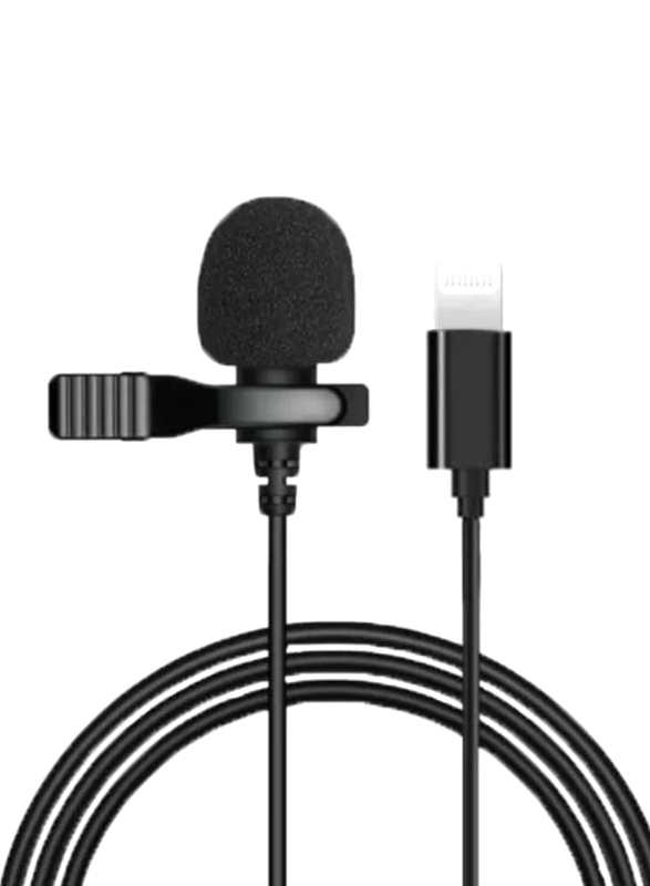 Mini Portable Microphone Condenser Clip on Lapel Lavalier Mic Wired, Black