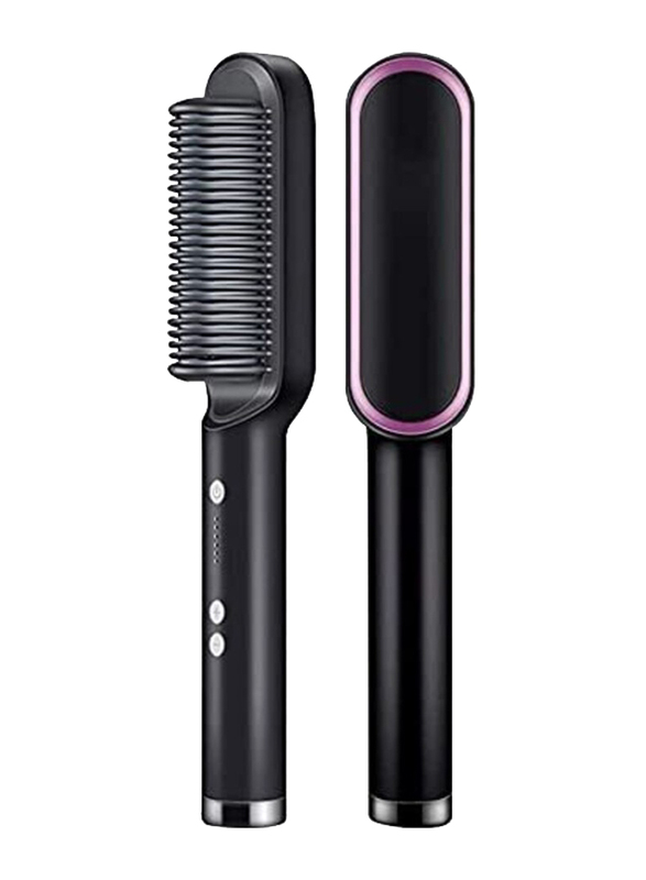 Hiciti 2021 New Upgrade Hair Straightener Brush with Built-in Comb & 5 Temp Settings, Black