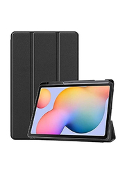 Samsung Galaxy Tab S6 Lite SM-P610 P615 P617 Protective Smart Slim Tablet Flip Case Cover with Pen Slot, Black