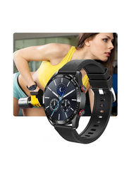 LW 46mm Smartwatch, Bluetooth Voice Call, HD Full Touching Screen, Smart Reminder, Heart Rate, Sleep Monitor, IP67 Waterproof, Black