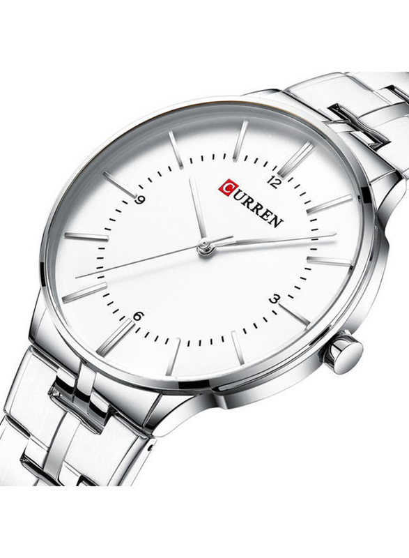 Curren Analog Watch for Men with Alloy, J3633SW-KM, Silver-White