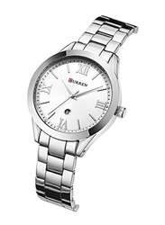 Curren Analog Watch for Women with Alloy Band, Water Resistant, 9007, Silver