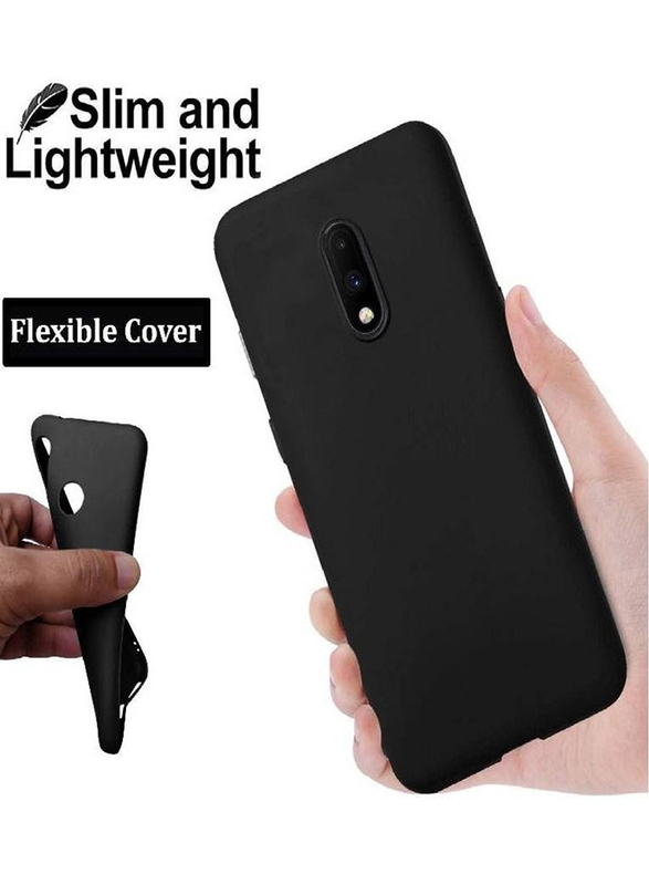 OnePlus 7 Pro Ultra-Thin Silicone Mobile Phone Back Case Cover, Black