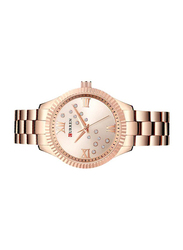 Curren Analog Watch for Women with Stainless Steel Band, Water Resistant, WT-CU-9009-RGO#D1, Rose Gold-Rose Gold