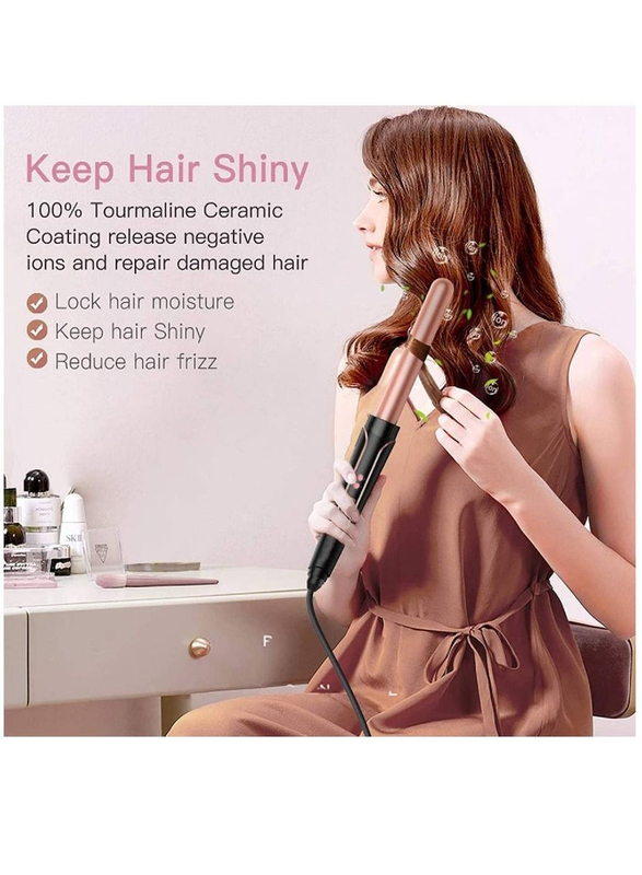 Arabest Adjustable Temperature Double Anion Hair Curling Iron, 25mm, Rose Gold/Black