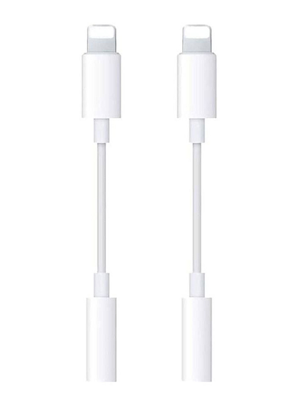 2-Piece Headphone Jack Adapter, Lightning to 3.5 mm Jack for Apple Devices, White