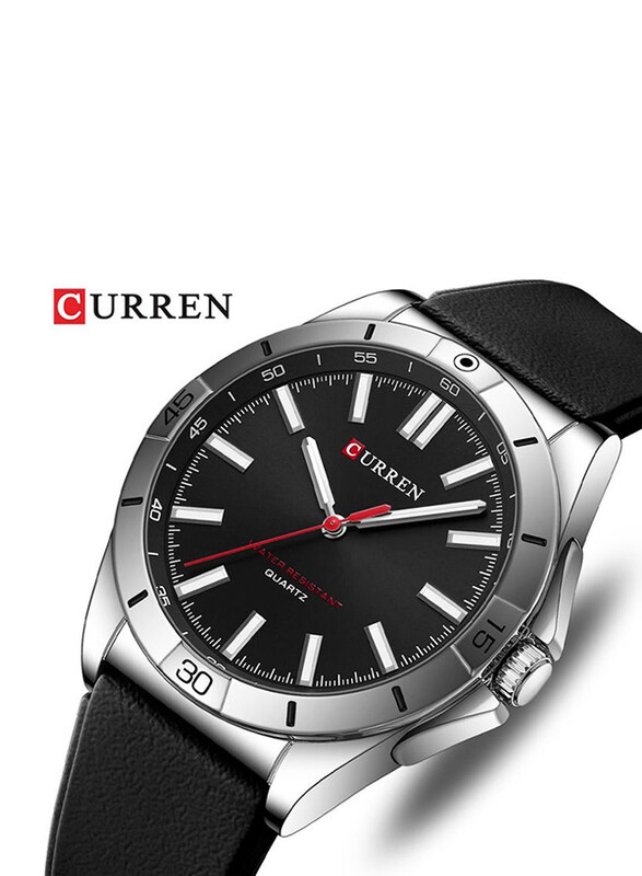 

Curren 2023 Analog Watch for Men with Silicone Band, Water Resistant, Black