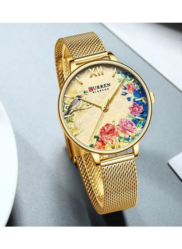 Curren Analog Watch for Girls with Metal Band, C9059L-3, Gold