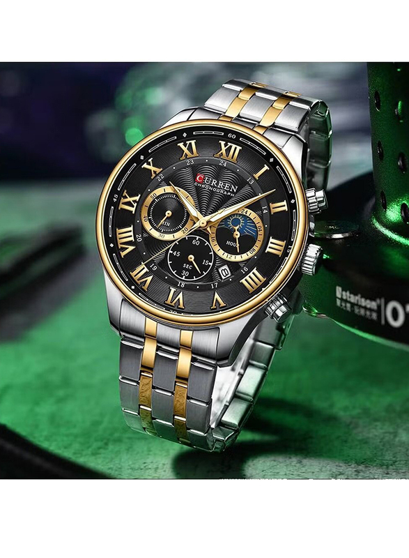 Curren Casual Analog Watch for Men with Stainless Steel Band & Chronograph, Water Resistant, Multicolour