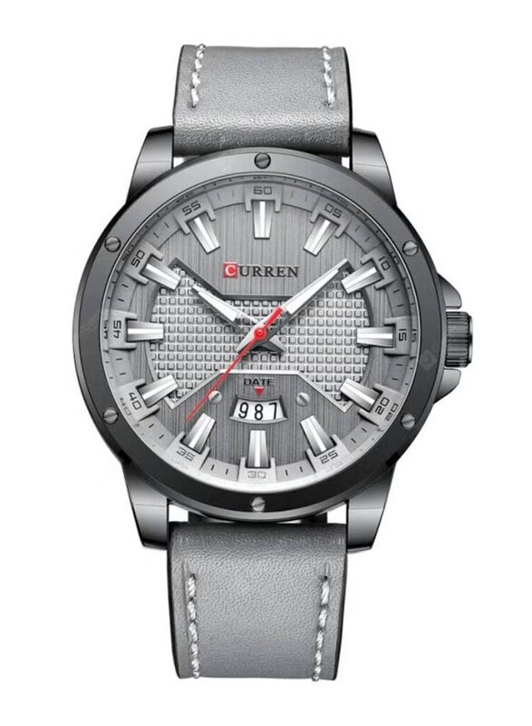 

Curren Analog Watch for Men with Leather Band, Water Resistant, 8386, Grey