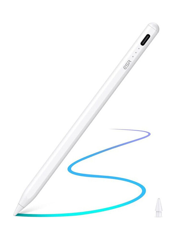 

Esr Palm Rejection Magnetic Attachment Tilt Sensitivity Stylus Pen for Apple iPad, White