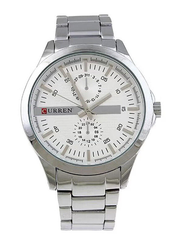 

Curren Analog Watch for Men with Metal Band, 2724294467681, Silver-White
