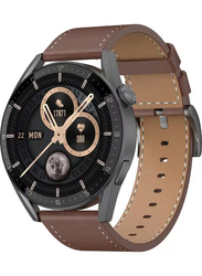 JBQ SW-G1 46mm Smart Watch with 1.36"AMOLED HD Display, SpO2 Tracking, All Day Heart Rate Monitoring, IP68 Waterproof, Wireless Call & Extra Strap, Black/Brown