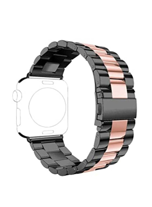 Replacement Stainless Steel Band Strap for Apple Watch 44mm, Black/Pink