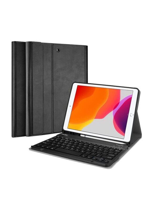 

Ntech Magnetically Detachable Wireless English Keyboard with Protective Smart Cover for iPad 10.2" (2020 8th Gen/ 2019 7th Gen), Black