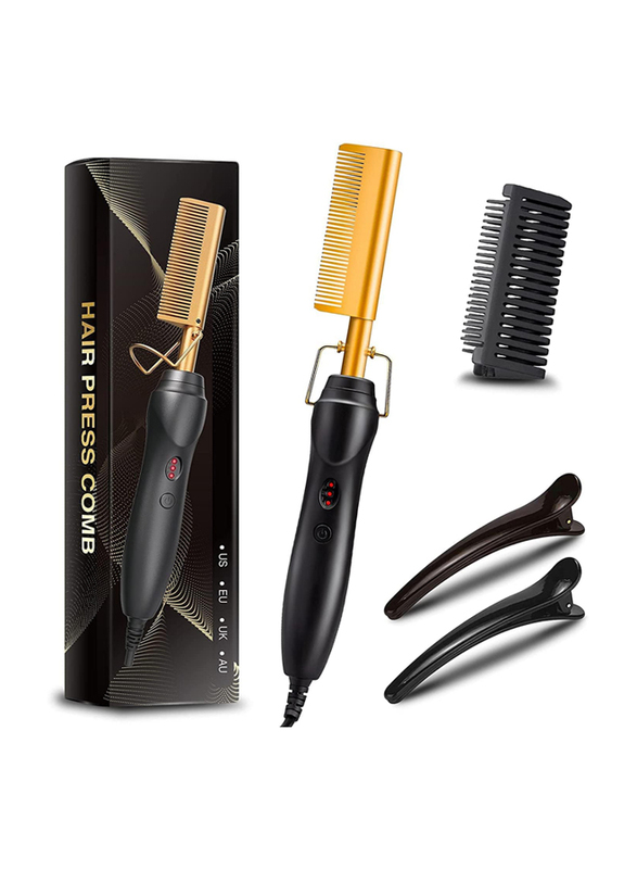XiuWoo 2 In 1 Hair Straightener & Curler Comb, Black
