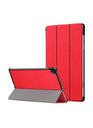 Samsung Galaxy Tab S6 Lite (SM-P610/P615/P617) Protective Smart Slim Stand Hard Flip Tablet Case Cover with Screen Protector & Pen Slot, Red