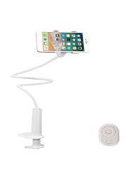 Universal Lazy Mount Clip with Hands Free Flexible Long Arm Bracket Grip, White